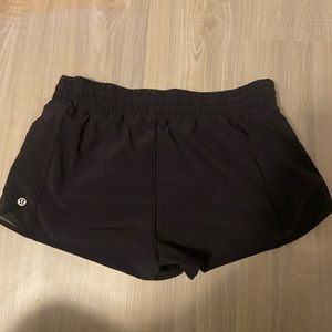 black lululemon bitty hot shorts 2” size 10